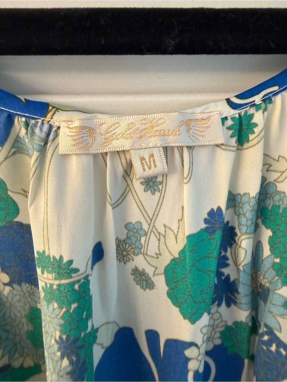 Gold Hawk Silk Dress Blue Moon Miami Print Size M - Picture 2 of 4
